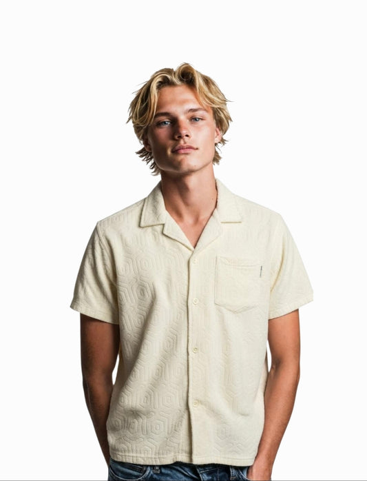 Men’s Textured Short-Sleeve Button-Up Shirt